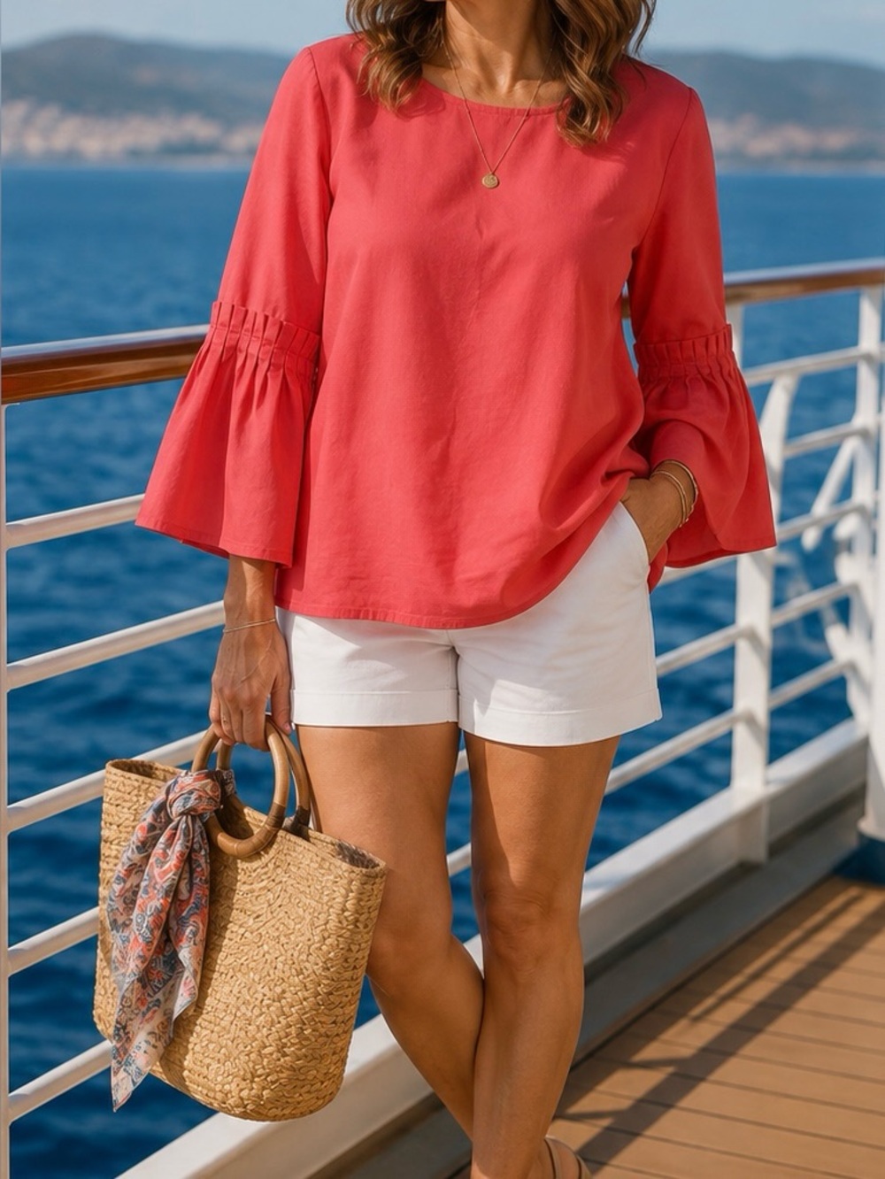 Marled Reunited Clothing Coral Top Chic Casual Resortwear Feminine